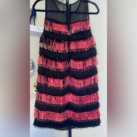 Alice Olivia Red and Black Dress with Mesh and Zipper Back - Picture 9 of 12